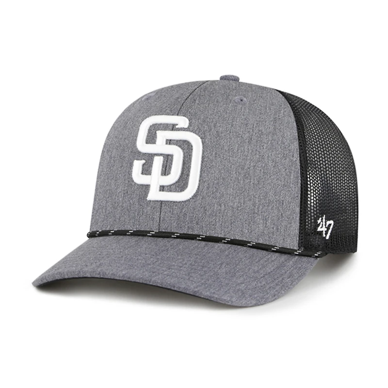Men's '47 Charcoal San Diego Padres Carbon Rope Trucker Adjustable Hat