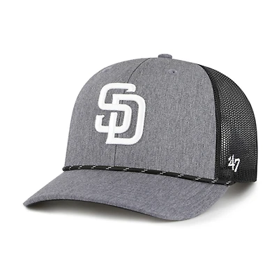 Men's '47 Charcoal San Diego Padres Carbon Rope Trucker Adjustable Hat