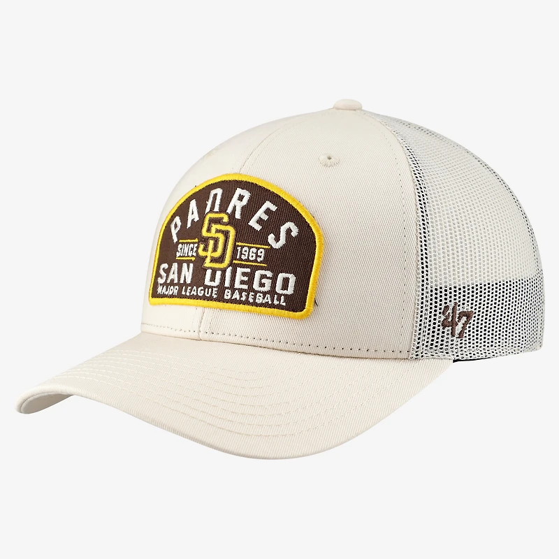 Casquette trucker ajustable Leland crème des Padres de San Diego, modèle 47