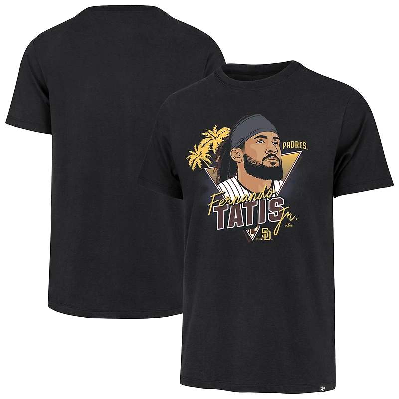 Men's '47 Fernando Tatis Jr. Black San Diego Padres Player Caricature Franklin T-Shirt