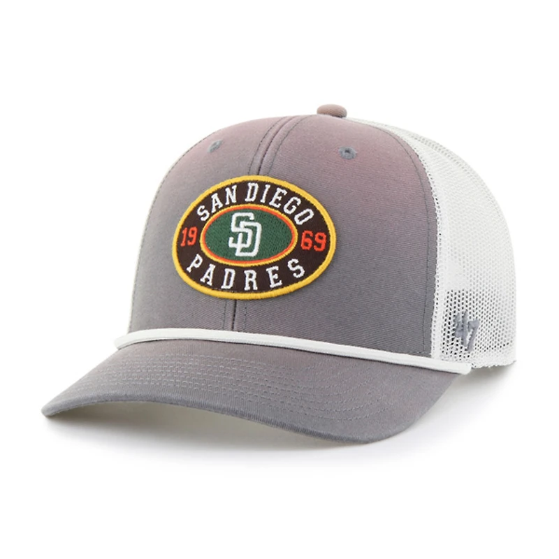 Men's '47 Gray/White San Diego Padres Tide Sweep Rope Trucker Adjustable Hat