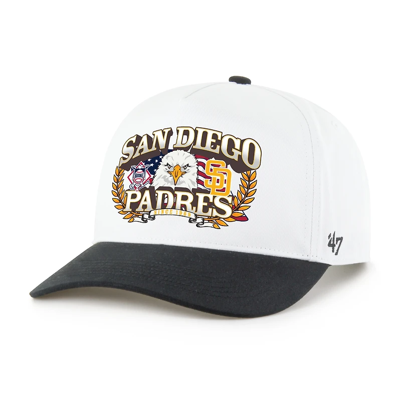 Casquette ajustable San Diego Padres Americana Eagle Hitch blanche et noire pour homme, modèle 47