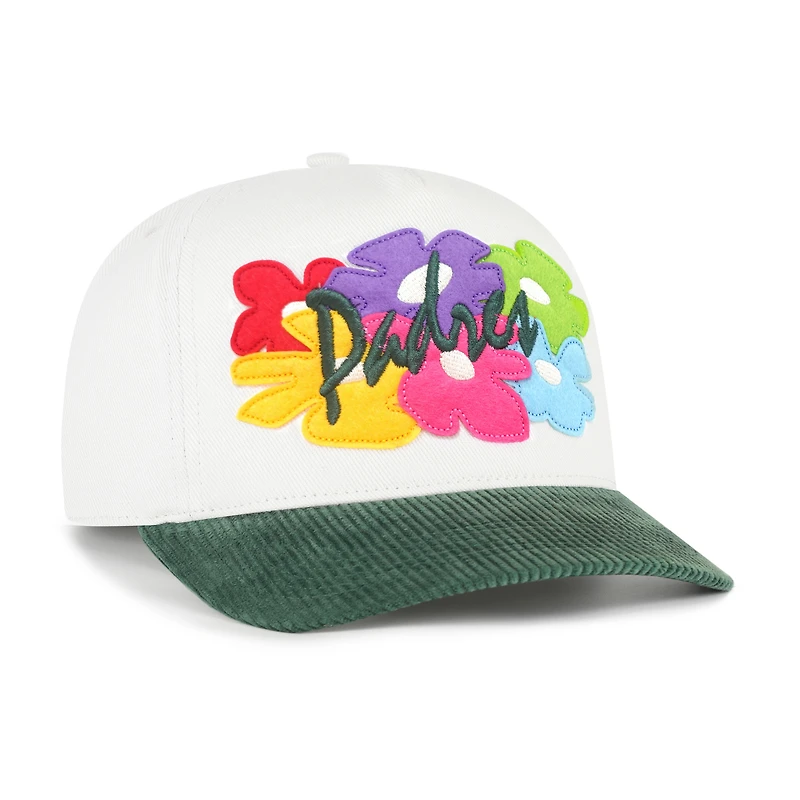 Casquette ajustable pour homme '47 San Diego Padres Flora Gallery Hitch blanche et verte