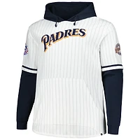 Sweat à capuche blanc pour hommes des Padres de San Diego '47 Big & Tall, collection double en-tête fines rayures
