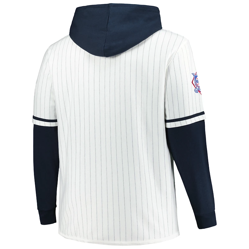 Sweat à capuche blanc pour hommes des Padres de San Diego '47 Big & Tall, collection double en-tête fines rayures