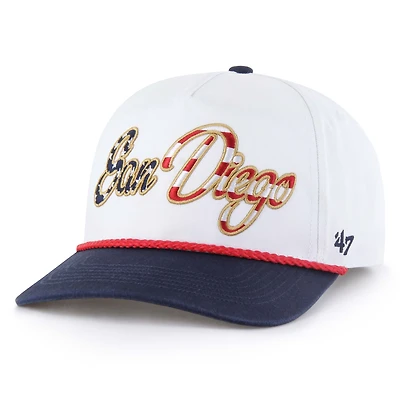 Men's '47 White San Diego Padres Patriotic Overhand Hitch Adjustable Hat
