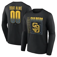 T-shirt à manches longues noir pour homme San Diego Padres Home Field Pop personnalisé avec nom et numéro