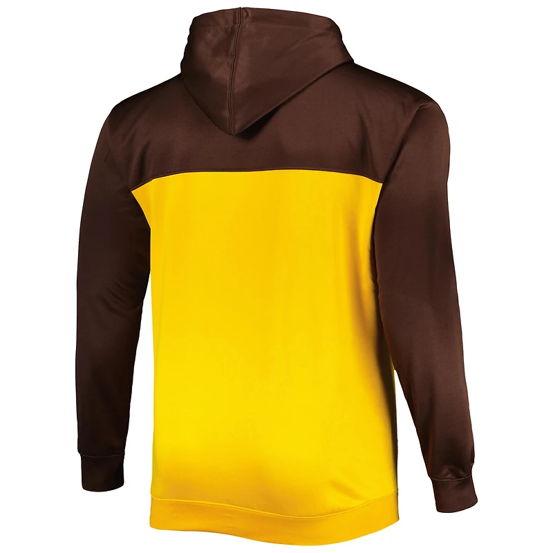 Men's Brown/Gold San Diego Padres Big & Tall Yoke Full-Zip Hoodie