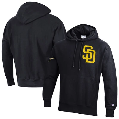 Men's Champion  Black San Diego Padres Reverse Weave Chenille Hoodie