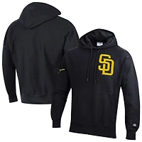 Men's Champion  Black San Diego Padres Reverse Weave Chenille Hoodie