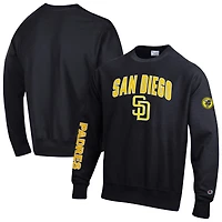 Sweat-shirt Champion noir pour homme, modèle San Diego Padres, en chenille à tissage inversé.