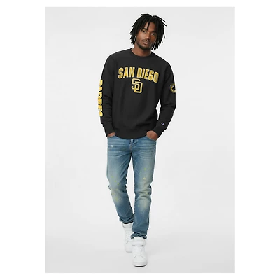 Men's Champion Black San Diego Padres Reverse Weave Chenille Sweatshirt