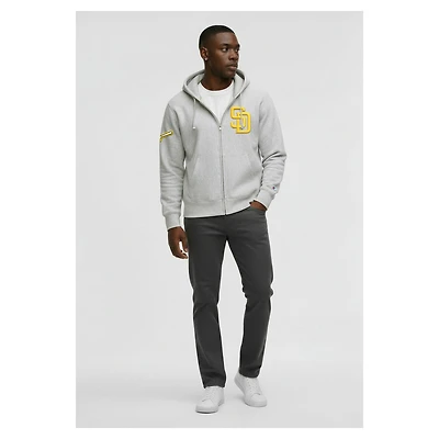 Sweat à capuche zippé Champion gris San Diego Padres motif chenille tissée inversée pour homme
