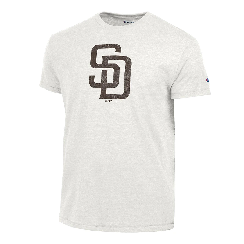 Men's Champion Heather White San Diego Padres Tri-Blend T-Shirt