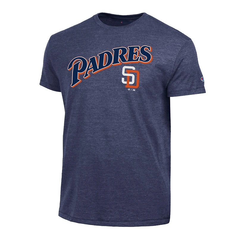 T-shirt homme Champion bleu marine San Diego Padres Cooperstown Wordmark Lockup Tri-Blend