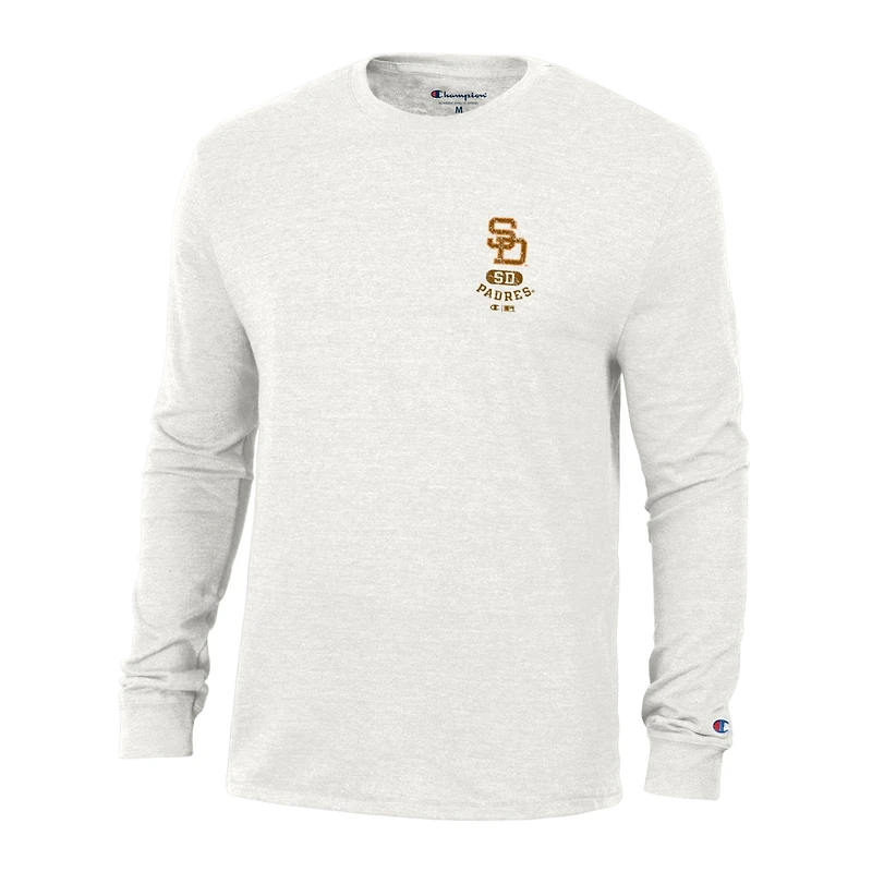 Men's Champion White San Diego Padres Cooperstown Winning Tradition Tri-Blend Long Sleeve T-Shirt