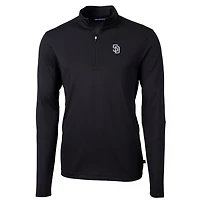 Veste Virtue Eco Pique noire à quart de zip pour homme, couleur grande taille, des Padres San Diego, Cutter & Buck