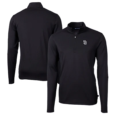 Veste Virtue Eco Pique noire à quart de zip pour homme, couleur grande taille, des Padres San Diego, Cutter & Buck