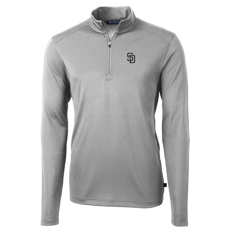 Veste à enfiler Virtue Eco Pique grise quart de zip pour homme des Padres San Diego, coupe et taille grande, couleur