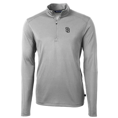 Veste à enfiler Virtue Eco Pique grise quart de zip pour homme des Padres San Diego, coupe et taille grande, couleur