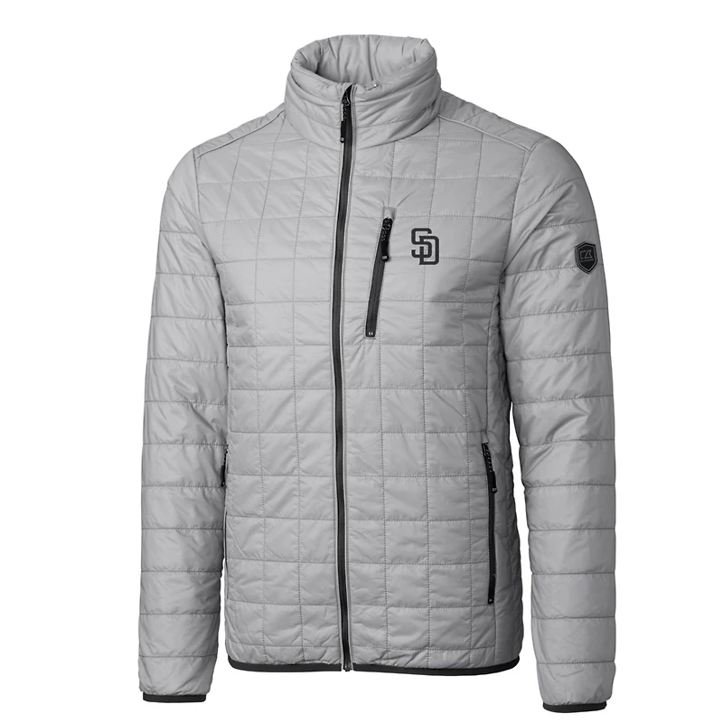 Doudoune zippée intégrale isolée Cutter & Buck grise San Diego Padres Rainier Eco pour homme