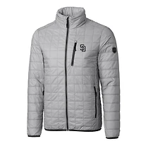 Doudoune zippée intégrale isolée Cutter & Buck grise San Diego Padres Rainier Eco pour homme