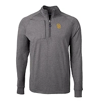 Pull-over zippé quart de tour en tricot extensible recyclé Adapt Eco Knit pour homme, noir chiné, des Padres San Diego, grande taille