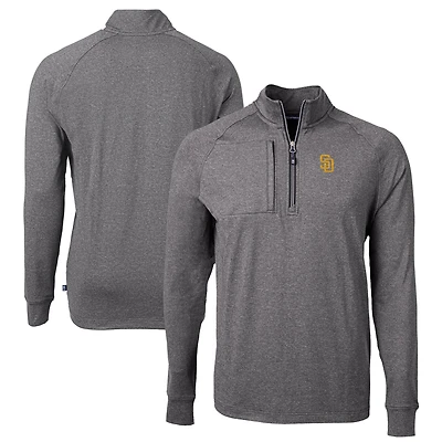 Pull-over zippé quart de tour en tricot extensible recyclé Adapt Eco Knit pour homme, noir chiné, des Padres San Diego, grande taille