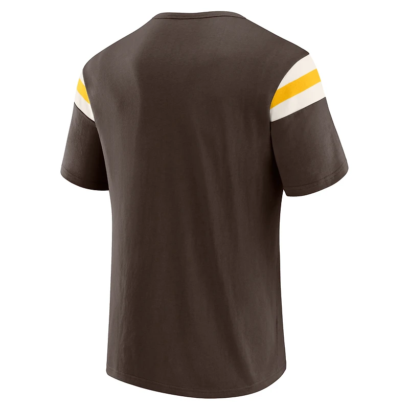T-shirt rayé à manches vieillies pour homme, collection Darius Rucker par Fanatics, marron, des Padres de San Diego