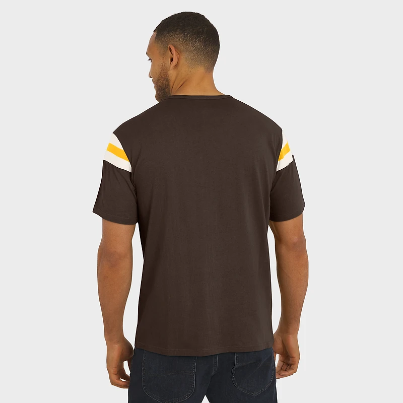 Men's Darius Rucker Collection by Fanatics Brown San Diego Padres Distressed Sleeve Stripe T-Shirt