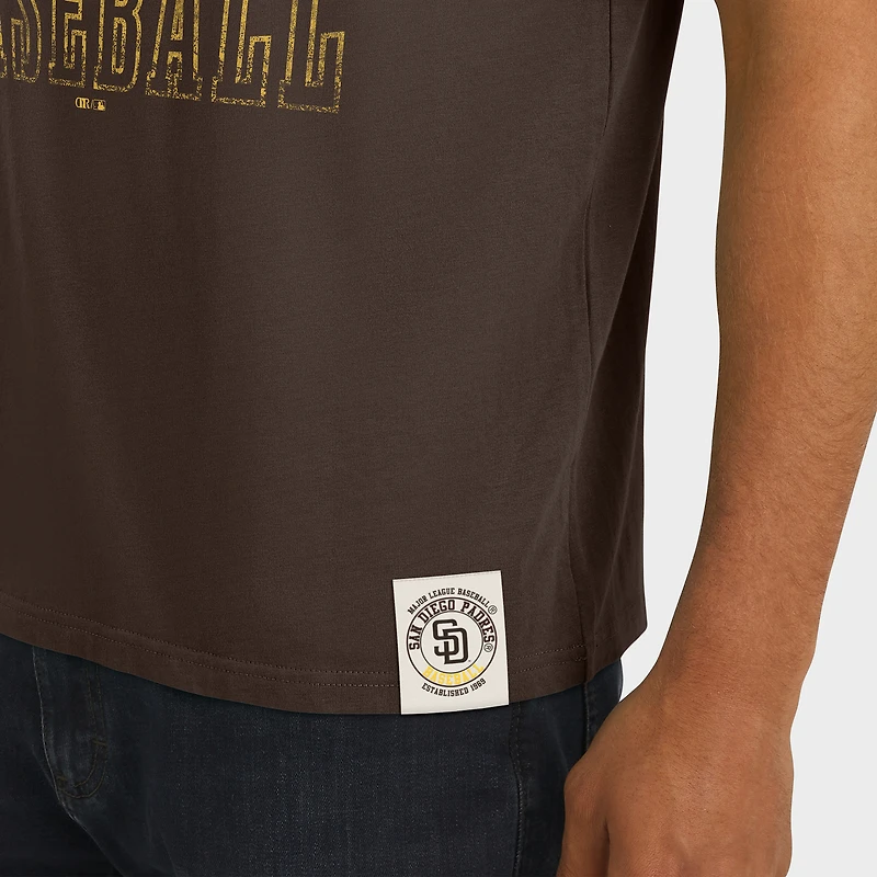 T-shirt rayé à manches vieillies pour homme, collection Darius Rucker par Fanatics, marron, des Padres de San Diego