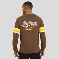 T-shirt Henley à manches longues raglan en tricot gaufré marron des Padres de San Diego pour homme la collection Darius Rucker par Fanatics