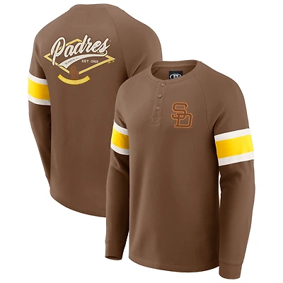 T-shirt Henley à manches longues raglan en tricot gaufré marron des Padres de San Diego pour homme la collection Darius Rucker par Fanatics