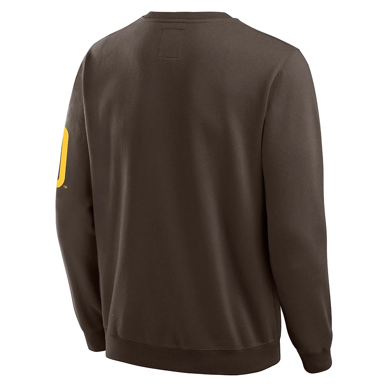 Men's Darius Rucker Collection by Fanatics Brown San Diego Padres Washed Crew Neck Pullover Sweatshirt