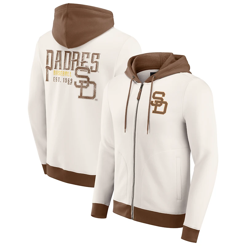 Men's Darius Rucker Collection by Fanatics Cream San Diego Padres Polar Fleece Full-Zip Hoodie