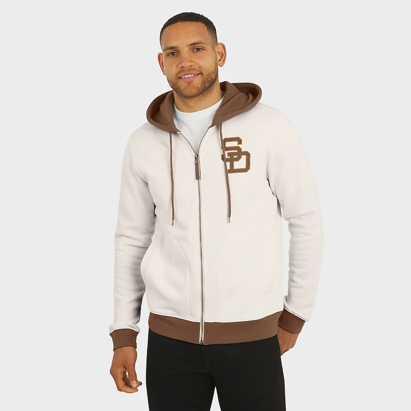 Men's Darius Rucker Collection by Fanatics  Cream San Diego Padres Polar Fleece Full-Zip Hoodie