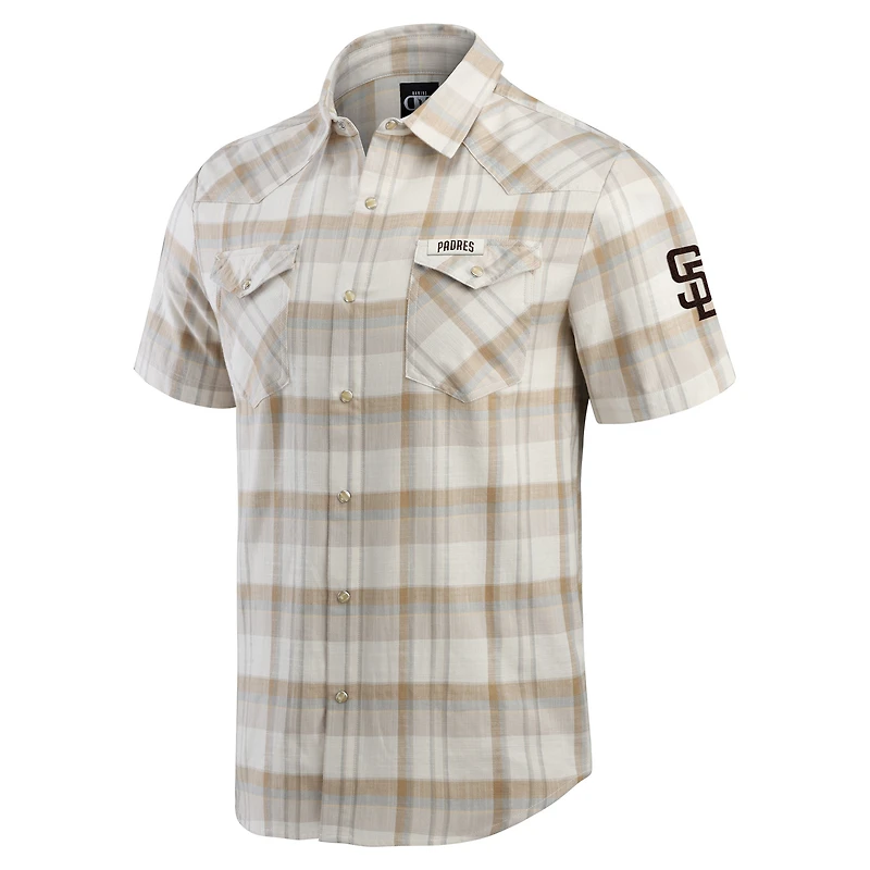 Chemise à carreaux grise boutons-pression pour homme de la collection Darius Rucker Fanatics des Padres San Diego