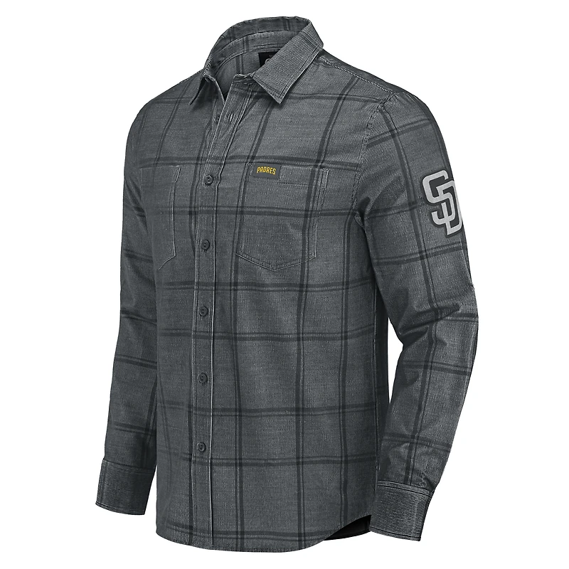Chemise boutonnée en velours côtelé fin gris des Padres de San Diego pour homme la collection Darius Rucker par Fanatics