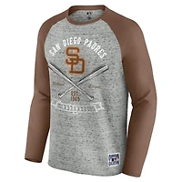 Men's Darius Rucker Collection by Fanatics  Heather Gray San Diego Padres Raw Edge Raglan Long Sleeve Baseball T-Shirt