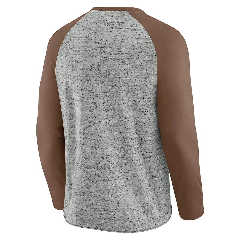 Men's Darius Rucker Collection by Fanatics Heather Gray San Diego Padres Raw Edge Raglan Long Sleeve Baseball T-Shirt