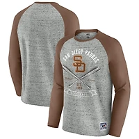 Men's Darius Rucker Collection by Fanatics  Heather Gray San Diego Padres Raw Edge Raglan Long Sleeve Baseball T-Shirt