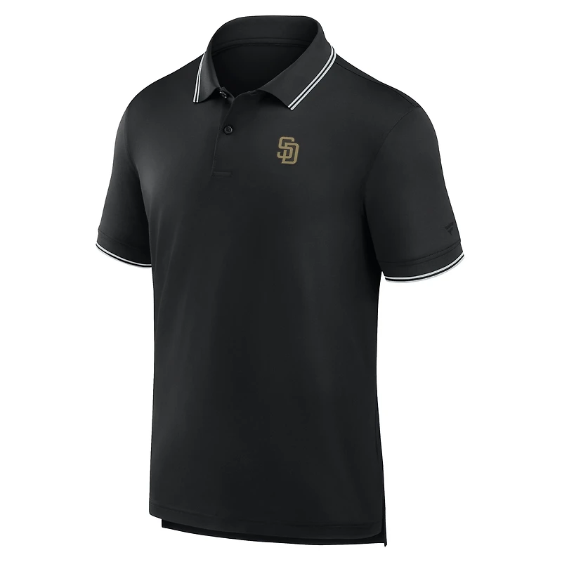 Polo piqué monochrome noir Fanatics pour homme, logo Front Office Move des Padres de San Diego