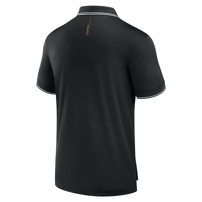 Polo piqué monochrome noir Fanatics pour homme, logo Front Office Move des Padres de San Diego