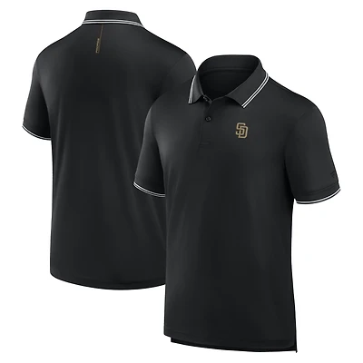 Polo piqué monochrome noir Fanatics pour homme, logo Front Office Move des Padres de San Diego