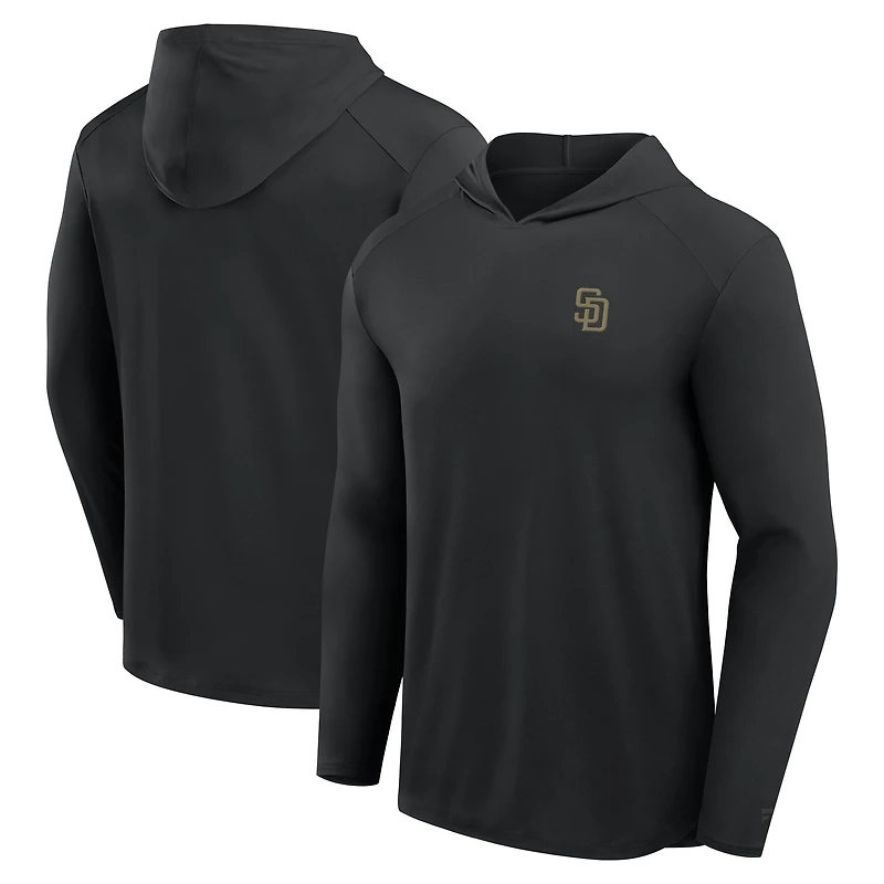 Men's Fanatics Black San Diego Padres Front Office Power Mono Long Sleeve Hoodie T-Shirt