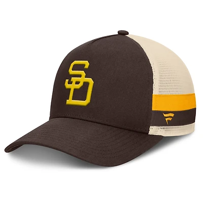 Men's Fanatics Brown/Natural San Diego Padres Inherited Side Stripe Trucker Adjustable Hat