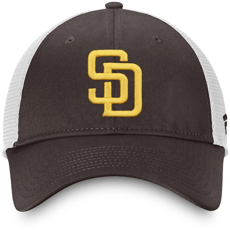 Casquette réglable de camionneur non structurée Fanatics marron/blanc San Diego Padres Team Core pour hommes