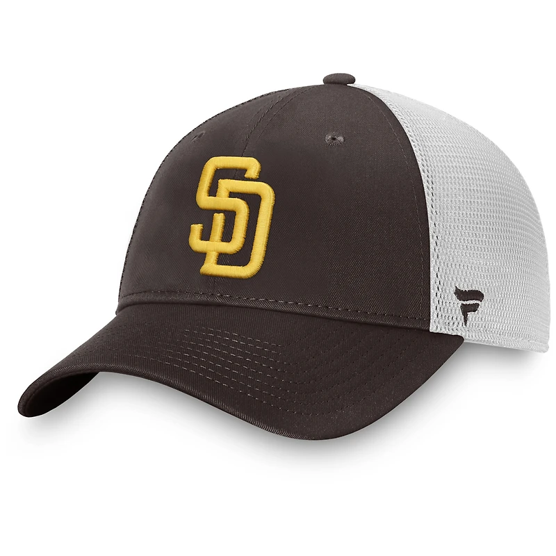 Casquette réglable de camionneur non structurée Fanatics marron/blanc San Diego Padres Team Core pour hommes