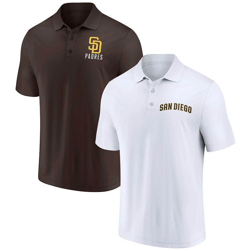 Ensemble de deux polos Fanatics marron/blanc San Diego Padres avec logo Lockup pour homme