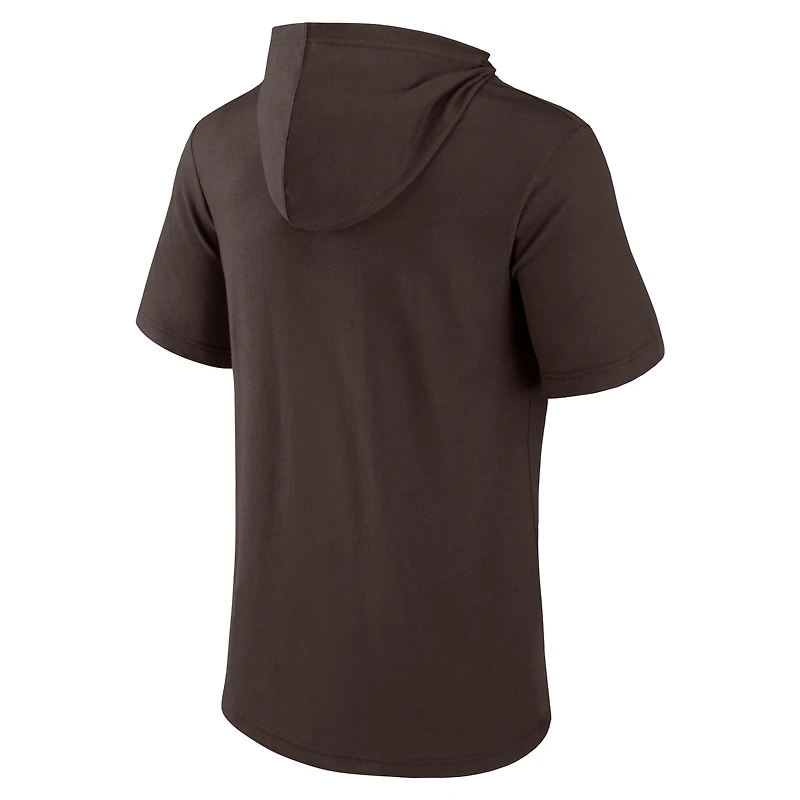 Men's Fanatics Brown San Diego Padres Iconic Rebel Short Sleeve Hooded Top